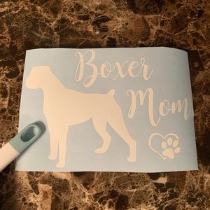 Boxer Dog Mom Car Decal Sticker (White)